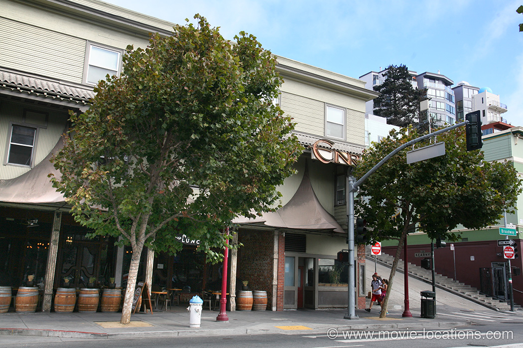 Bullitt location: Enrico's, Broadway at Kearny Street, San Francisco