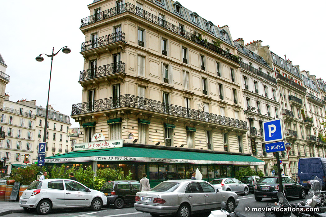 Charade film location: La Comedia pizzeria, rue Monge, Paris