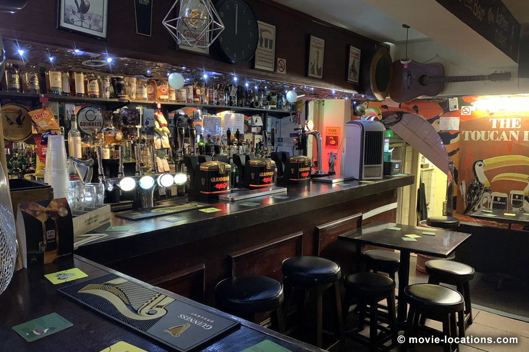 Last Night In Soho location: the Soho bar: Toucan Bar, Carlisle Street, Soho 