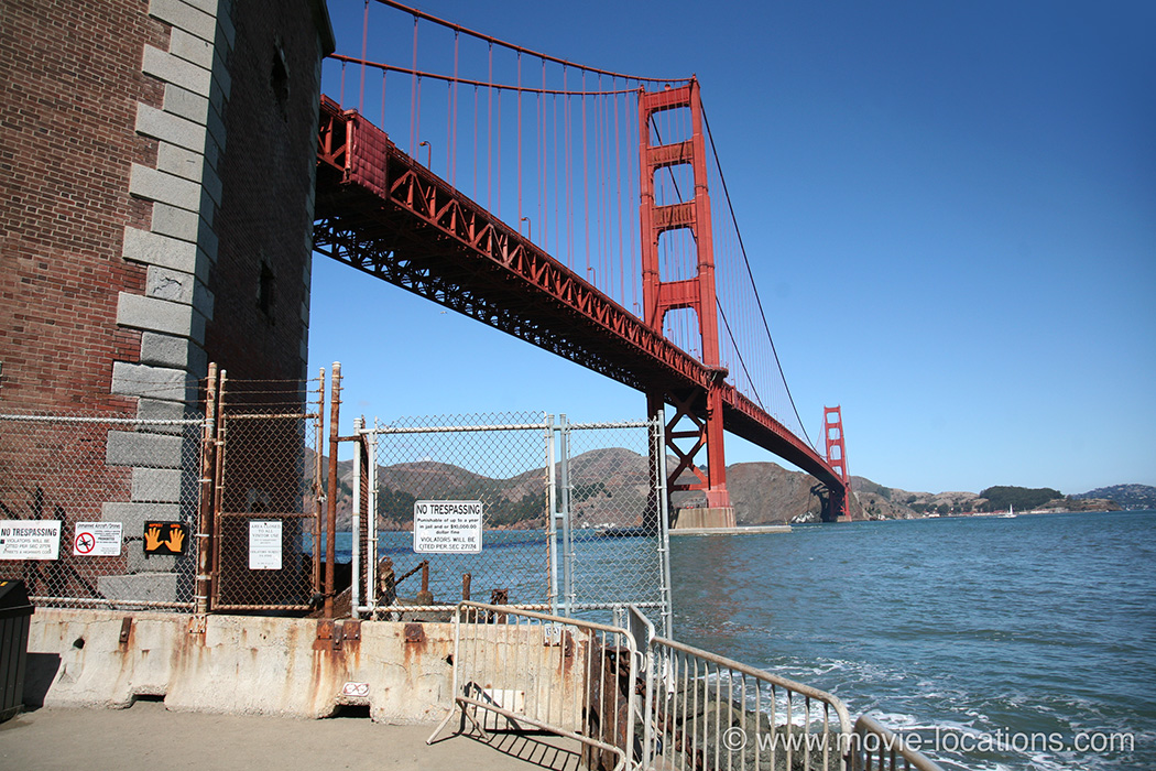Vertigo filming location: Fort Point, beneath the Golden Gate Bridge, Marine Drive, San Francisco